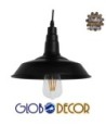 GLOBOSTAR® RAY 01050 Vintage Κρεμαστό Φωτιστικό Οροφής με Ντουί 1 x E27 AC 220-240V IP20 - Μαύρο - Μ26 x Π26 x Υ25cm